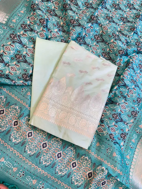 Seagreen_Katan_Silk_Floral_Zari_Booti_with_Cotton_Print_Dupatta_Banarasi_3_pcs_Suit_Set_1500AJ_KCP5