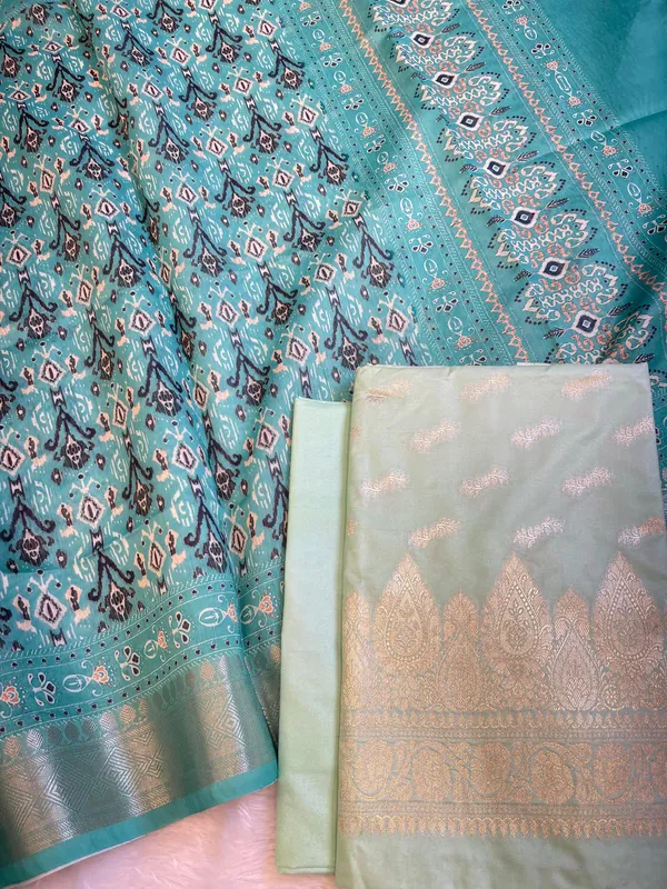 Seagreen_Katan_Silk_Floral_Zari_Booti_with_Cotton_Print_Dupatta_Banarasi_3_pcs_Suit_Set_1500AJ_KCP5