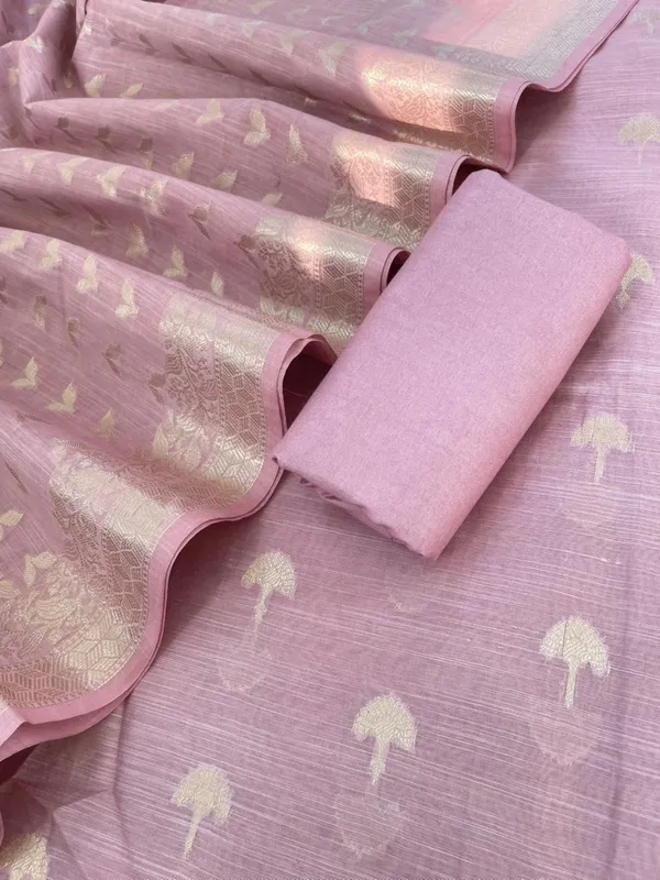 Peach_Cotton_Linen_Floral_Zari_Booti_Banarasi_Suit_with_Patti_Booti_Dupatta_120DAN_CL1