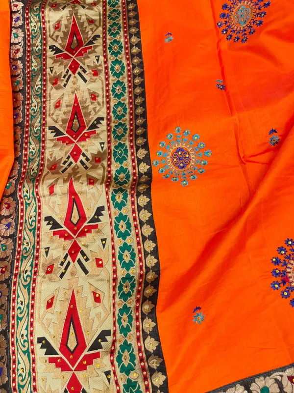 Orange_Cotton_Blend_Zari_Embroidery_Banarasi_Saree_600KS_7
