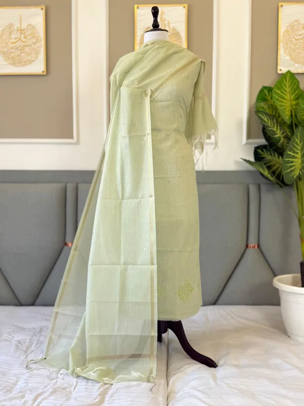 Pista_Green_Kota_check_Thread_Embroidered_Chunri_Booti_with_Chunri_Booti_Dupatta_130PNJ_KCA5