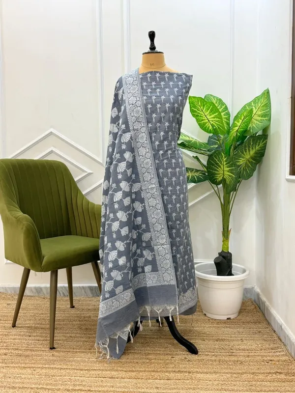 Grey_Soft_Linen_Dupion_Banarasi_Suit_With_Jaal_Dupatta_Skl_Ln10