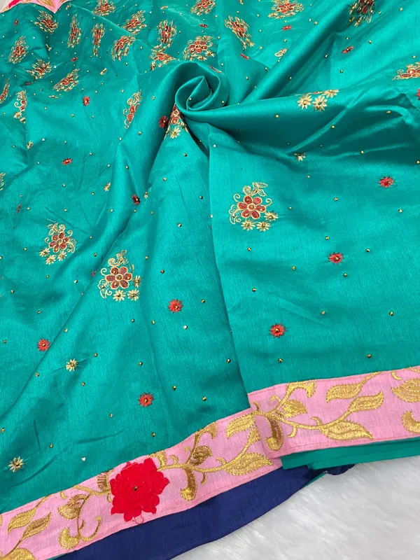 Seagreen_Cotton_Blend_Zari_Embroidery_Banarasi_Saree_600KS_11