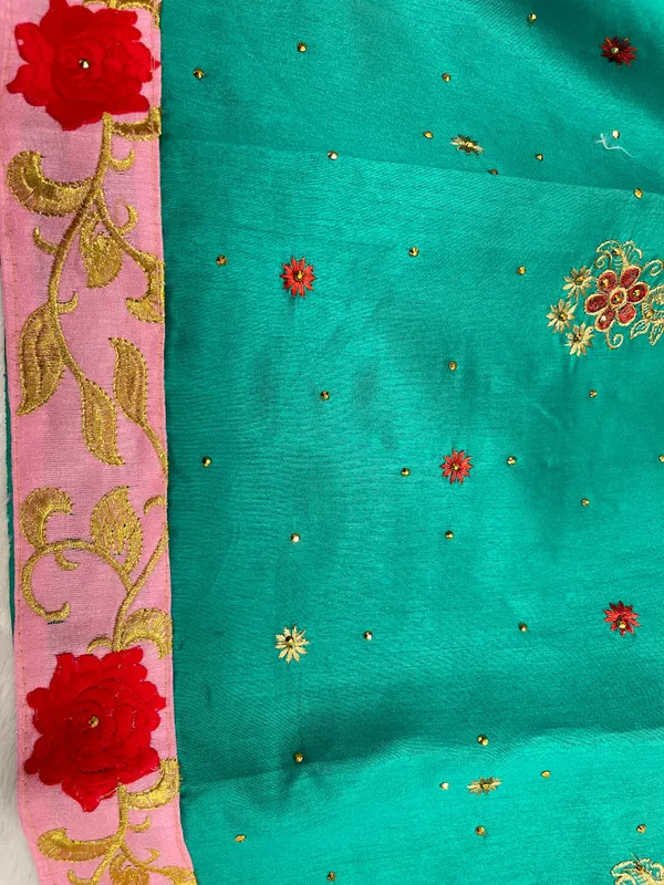 Seagreen_Cotton_Blend_Zari_Embroidery_Banarasi_Saree_600KS_11