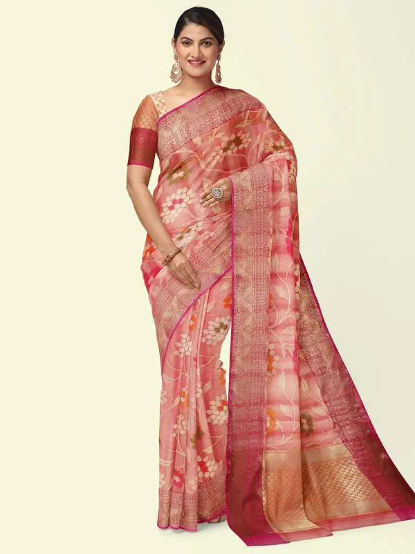 Pink_Matka_Silk/Silk_Blend_Banarasi_Sarees_For_Women_GEMTKSLK_141
