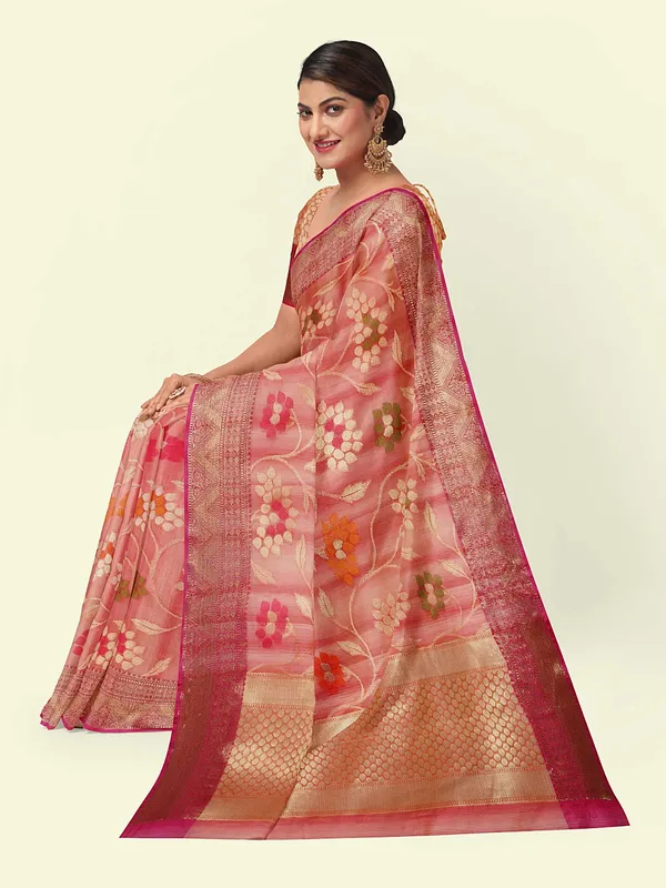 Pink_Matka_Silk/Silk_Blend_Banarasi_Sarees_For_Women_GEMTKSLK_141