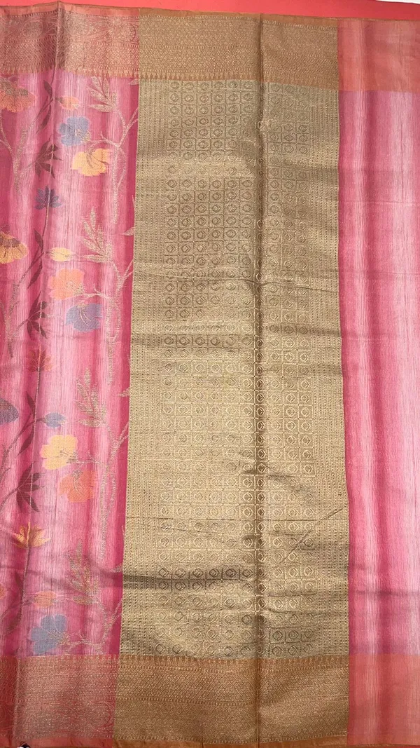 Peach_Matka_Silk/Silk_Blend_Banarasi_Sarees_For_Women_GEMTKSLK_100