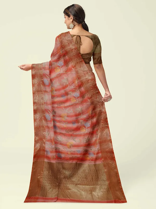 Peach_Matka_Silk/Silk_Blend_Banarasi_Sarees_For_Women_GEMTKSLK_100