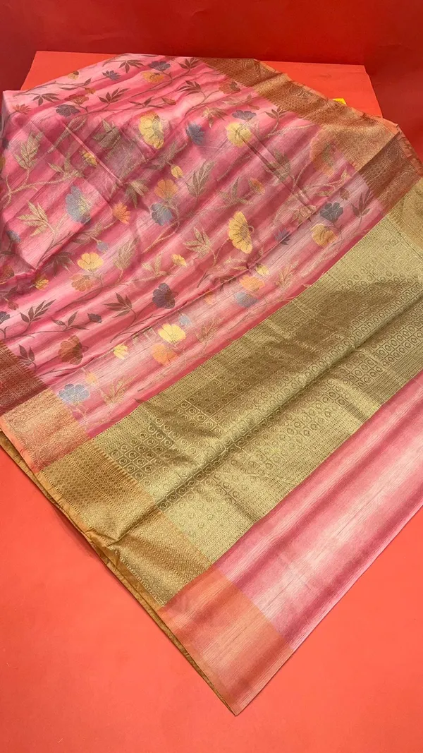 Peach_Matka_Silk/Silk_Blend_Banarasi_Sarees_For_Women_GEMTKSLK_100