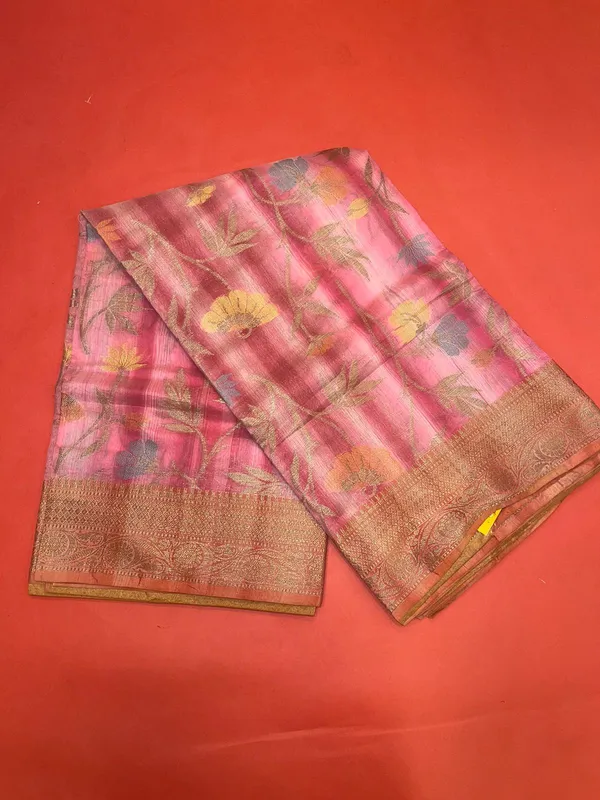 Peach_Matka_Silk/Silk_Blend_Banarasi_Sarees_For_Women_GEMTKSLK_100