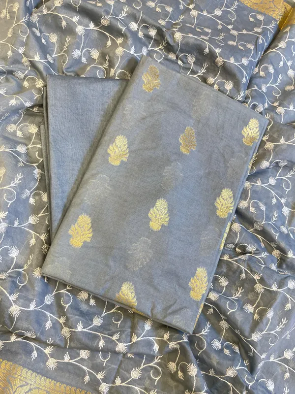 Grey_Mercerise_Silk_Floral_Zari_Booti_with_Embroidery_Dupatta_Banarasi_Suit_11SKL_MSRS10