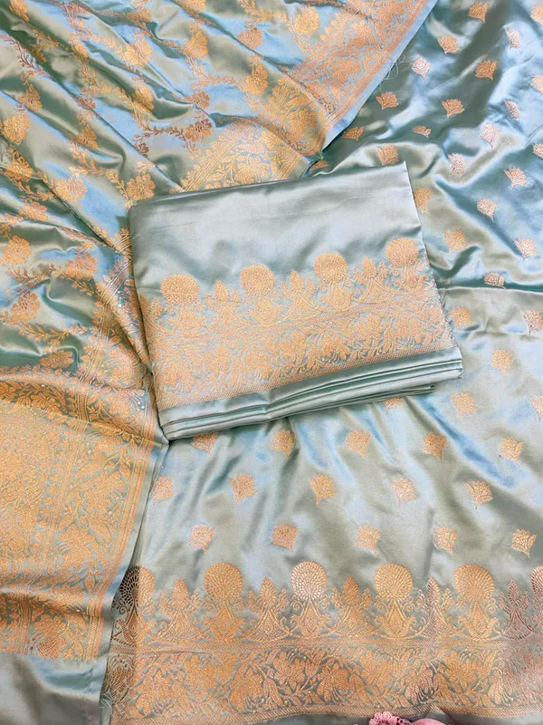Seagreen_Mashru_Silk_Floral_Zari_Booti_with_Zari_Jaal_Dupatta_Handloom_Banarasi_3_pcs_Suit_Set_3000AJ_MSR3