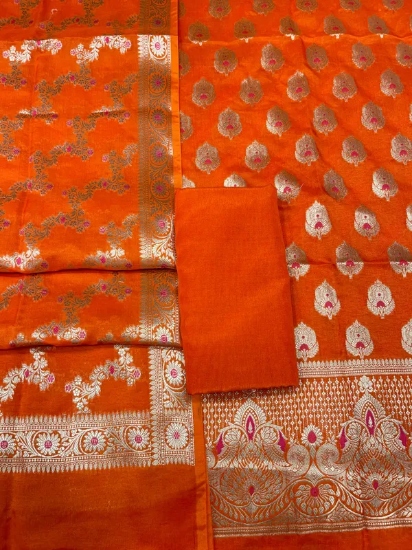 Puresilk_Handloom_Orange_Viscose_Silk_Banarasi_3_pcs_Suit_Set_RHN_VS6
