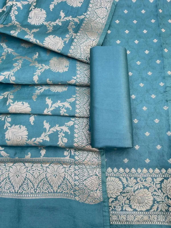 Seagreen_Viscose_Silk_Banarasi_Suit_with_Zari_Chunri_Booti_&_Floral_Jaal_Dupatta_1050BFS_SV9