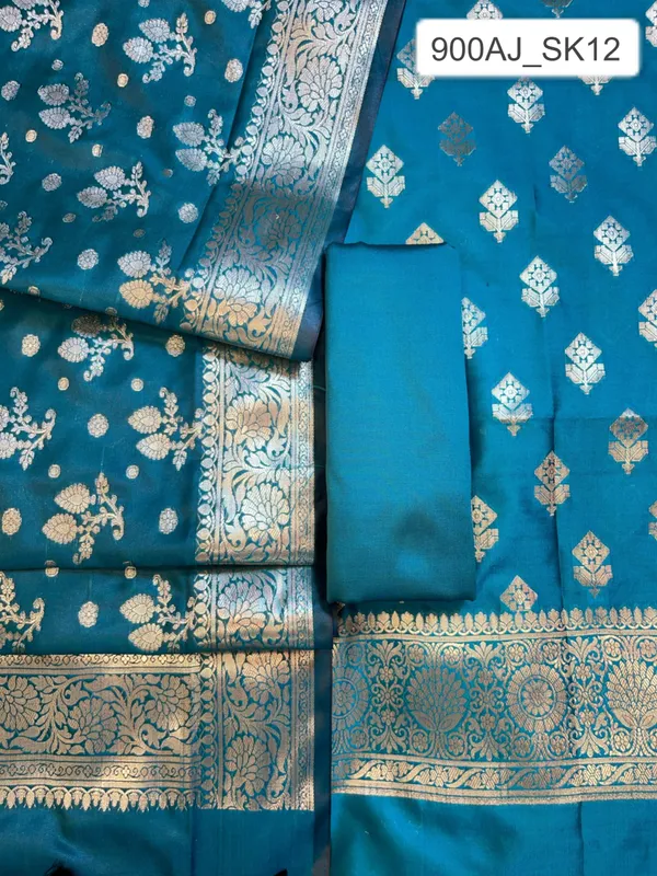 Seagreen_Semi_Silk_Floral_Boota_Banarasi_3_pcs_Suit_Set_900AJ_SK12