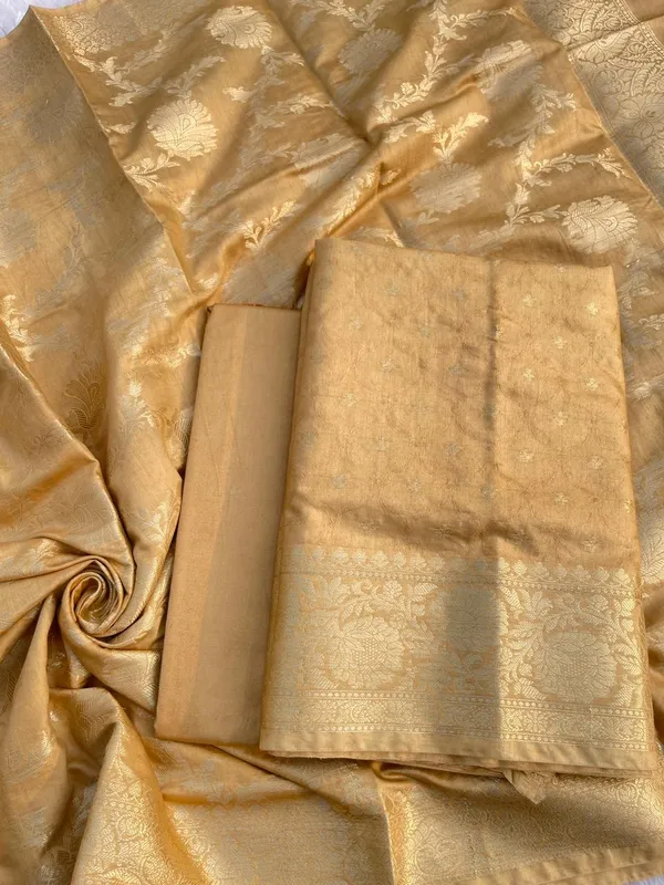Champagne_Gold_Viscose_Silk_Banarasi_Suit_with_Zari_Chunri_Booti_&_Floral_Jaal_Dupatta_1050BFS_SV14