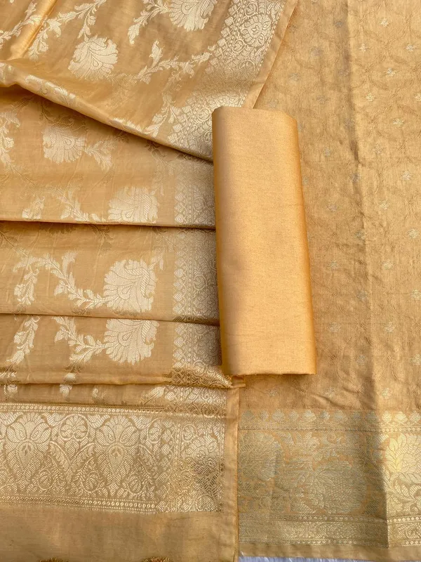 Champagne_Gold_Viscose_Silk_Banarasi_Suit_with_Zari_Chunri_Booti_&_Floral_Jaal_Dupatta_1050BFS_SV14