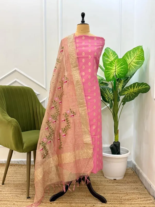 Pink_Pure_Mercerised_Zari_Booti_with_Embroidery_Tissue_Dupatta_Banarasi_Suit_Set_1200SKL_PME14