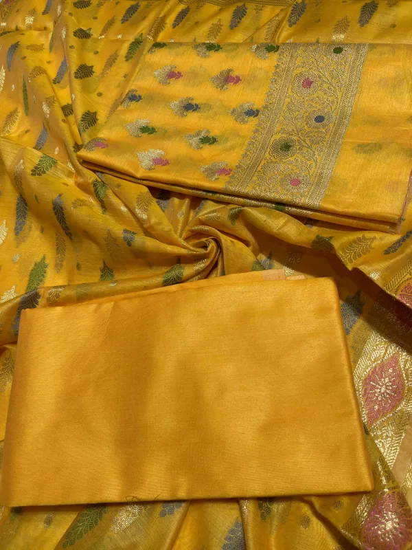 Humairah_Presents_Yellow_Floral_Minakari_Zari_Booti_3_pcs_Suit_Set_with_Plain_Bottom_and_Floral_Zari_Stripe_Yellow_Dupatta