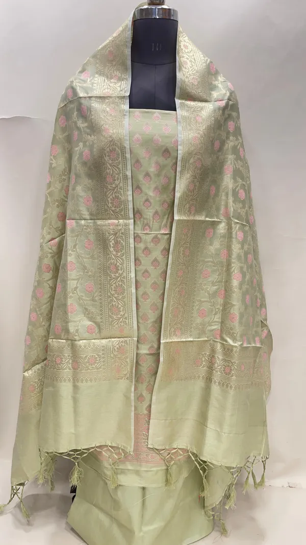 Humairah_Presents_Pista_Green_Semi_Katan_Silk_3_pcs_Suit_Set_with_Plain_Bottom_and_Top_Floral_Mina_Zari_Booti_with_Minakari_Jaal_Pistachio_Dupatta_ASD_118