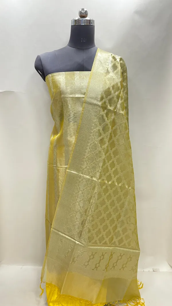Humairah_Yellow_Tissue_Silk_Floral_Zari_Stripe_3_pcs_Suit_Set_with_Plain_Bottom_and_Floral_Zari_Jaal_Yellow_Dupatta