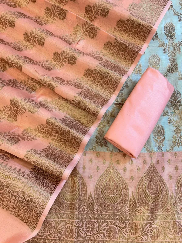 Seagreen_Cotton_Alfi_Zari_Jaal_Contrast_Peach_Border_Banarasi_Suit_55IM_CTN3