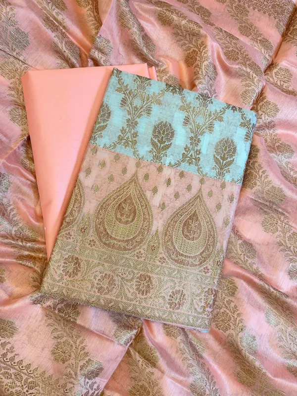 Seagreen_Cotton_Alfi_Zari_Jaal_Contrast_Peach_Border_Banarasi_Suit_55IM_CTN3