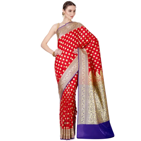 Humairah_Presents_Red_Satin_Silk_Saree_With_Blouse_Piece(JA28)