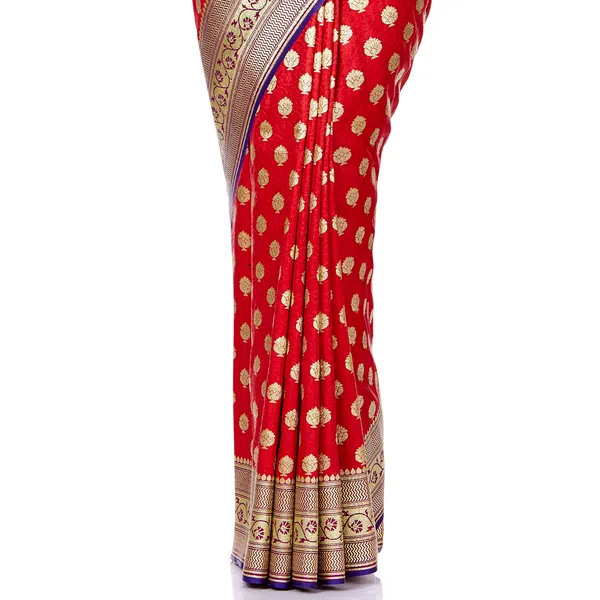 Humairah_Presents_Red_Satin_Silk_Saree_With_Blouse_Piece(JA28)