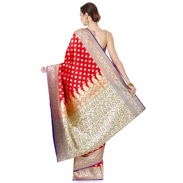Humairah_Presents_Red_Satin_Silk_Saree_With_Blouse_Piece(JA28)