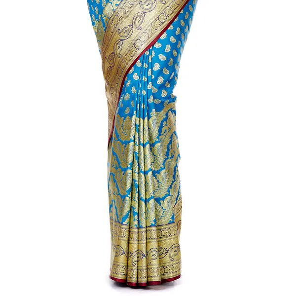 Humairah_Presents_Blue_Satin_Silk_Saree_With_Blouse_Piece(JA41)