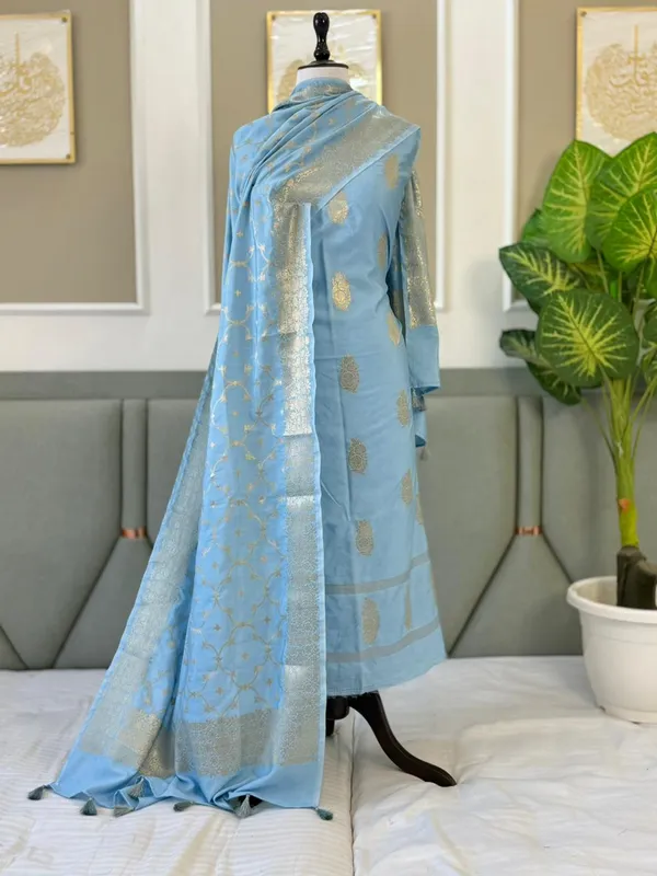 Sky_Blue_Dupion_Silk_Zari_Boota_Banarasi_Suit_With_Zari_Jaal_Dupatta_130PNJ_DP1