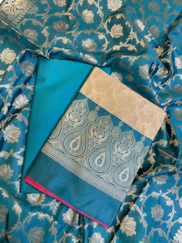 Beige_Art_Silk_Floral_Zari_Jaal_Contrast_Banarasi_Suit_with_Seagreen_Dupatta_625AJ_TPT63