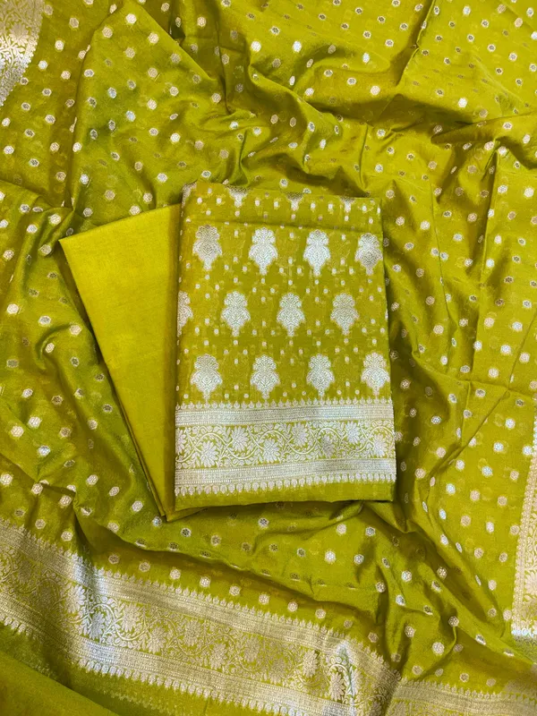 Green_Georgette_Silver_Zari_Banarasi_3_pcs_Suit_Set_1200SKL_GE3