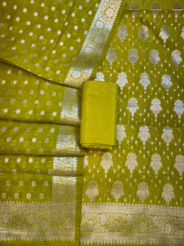 Green_Georgette_Silver_Zari_Banarasi_3_pcs_Suit_Set_1200SKL_GE3