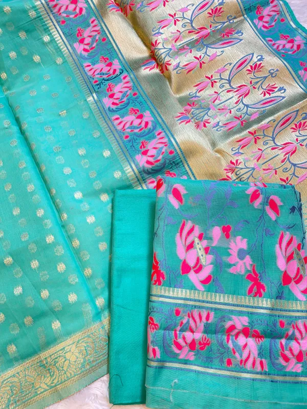 Seagreen_Jamdani_Weave_Cotton_Banarasi_3_pcs_Suit_Set_600SKL_JM20