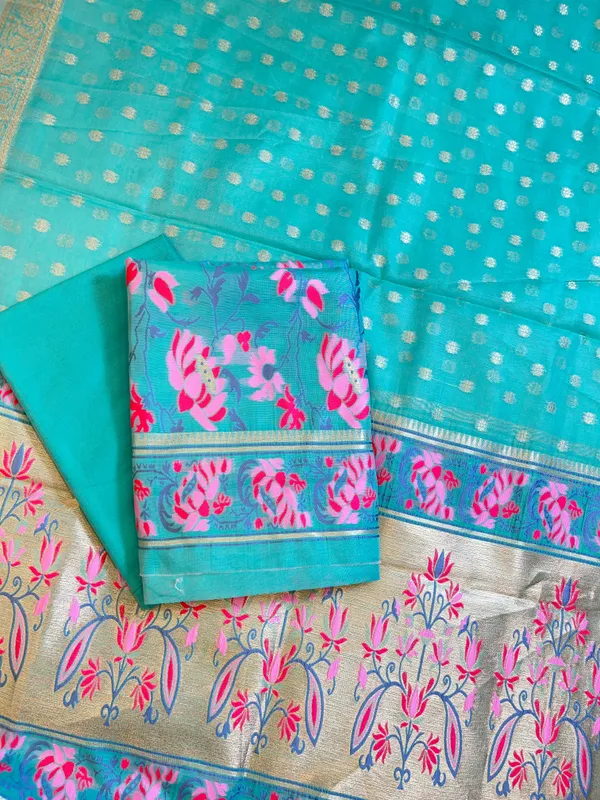 Seagreen_Jamdani_Weave_Cotton_Banarasi_3_pcs_Suit_Set_600SKL_JM20