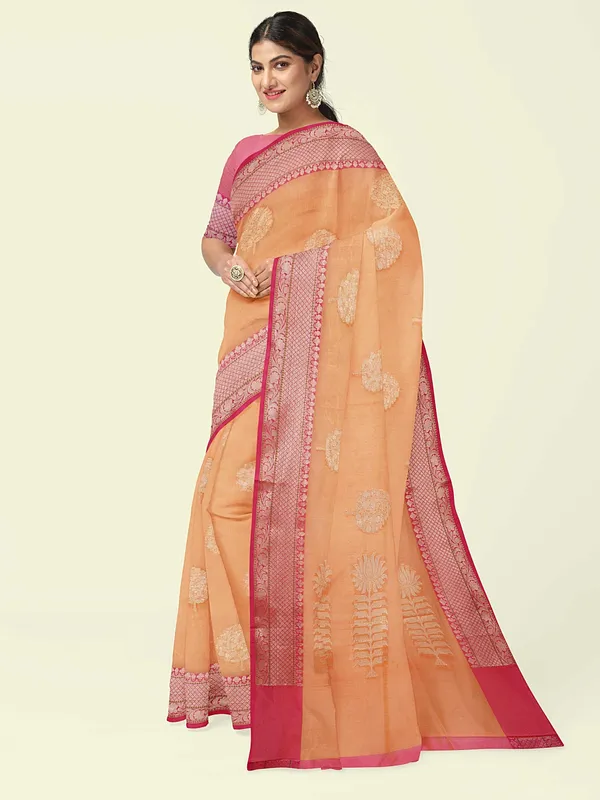 Orange_Cotton_Blend_Banarasi_Sarees_For_Women_GEHKR_39