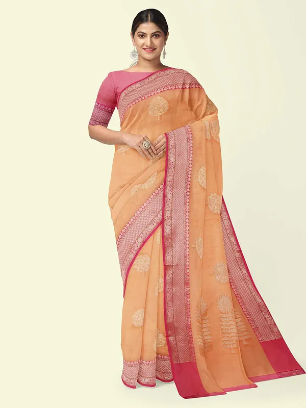 Orange_Cotton_Blend_Banarasi_Sarees_For_Women_GEHKR_39
