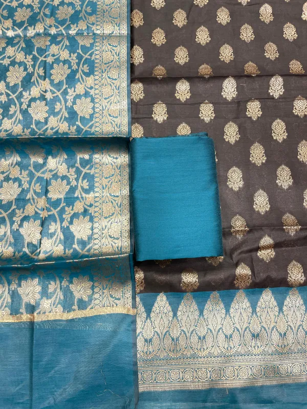Black_Cotton_Banarasi_3_pcs_Suit_Set_with_Contrast_Sea_Green_Dupatta_IM_CS4