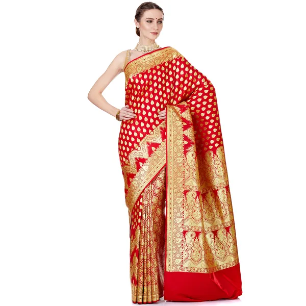 Humairah_Presents_Red_Satin_Silk_Saree_With_Blouse_Piece(JA40)