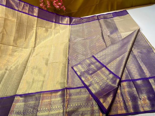 Tussar_Semi_Kanchi_Silk_Stripe_Zari_Contrast_Blue_Border_Banarasi_Saree_MS_SK50
