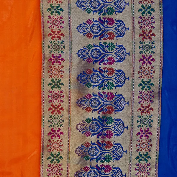 Humairah_Presents_Orange_Solid_Silk_Blend_Saree_With_Blouse_Piece_GEJA20