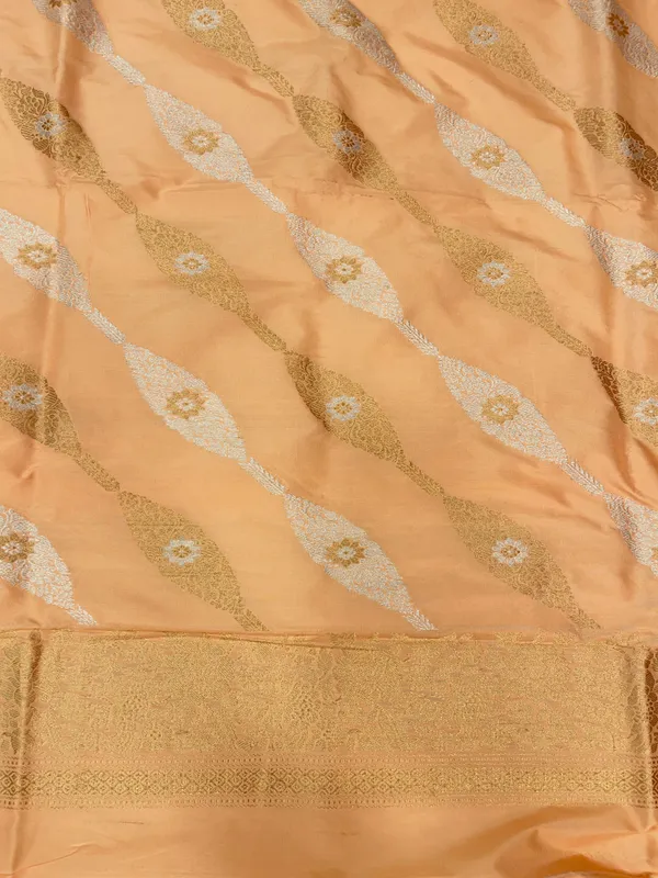 Pure_Handloom_Orange_Katan_Silk_Gold_and_Silver_Zari_Aada_Stripe_Kadhwa_Banarasi_3_pcs_Suit_Set_14000PR_KS10