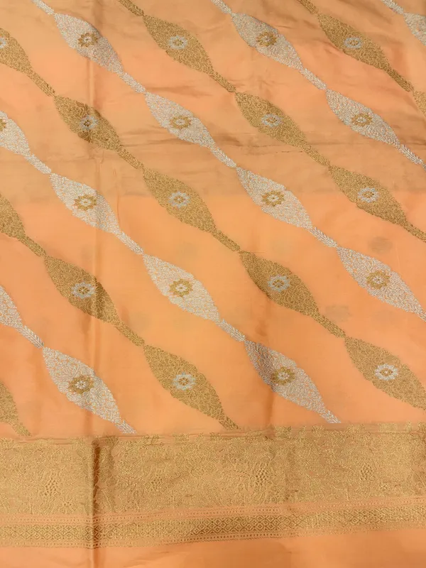 Pure_Handloom_Orange_Katan_Silk_Gold_and_Silver_Zari_Aada_Stripe_Kadhwa_Banarasi_3_pcs_Suit_Set_14000PR_KS10