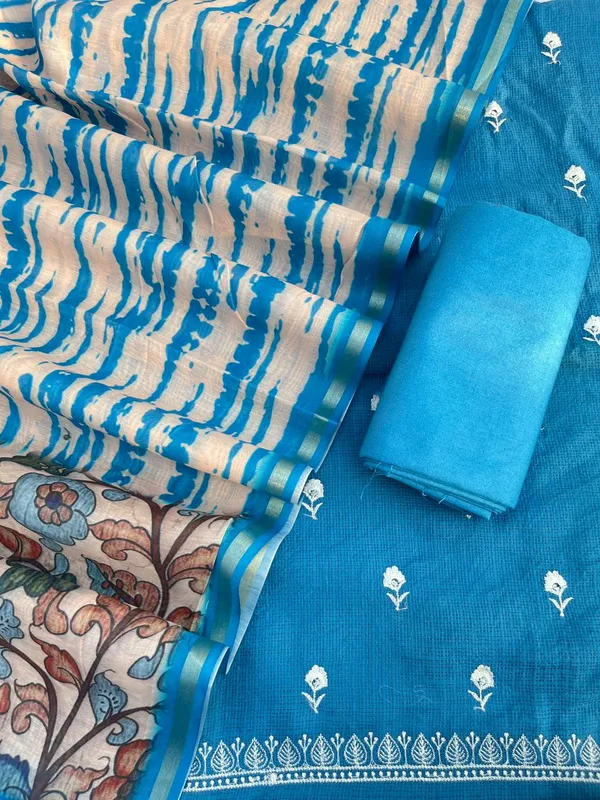 Blue_Kota_Check_Embroidery_Resham_Booti_with_Digital_Print_Dupatta_1100SKL_MKC2