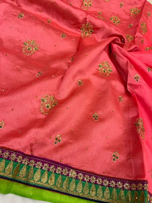 Strawberry_Peach_Cotton_Blend_Zari_Embroidery_Banarasi_Saree_600KS_3