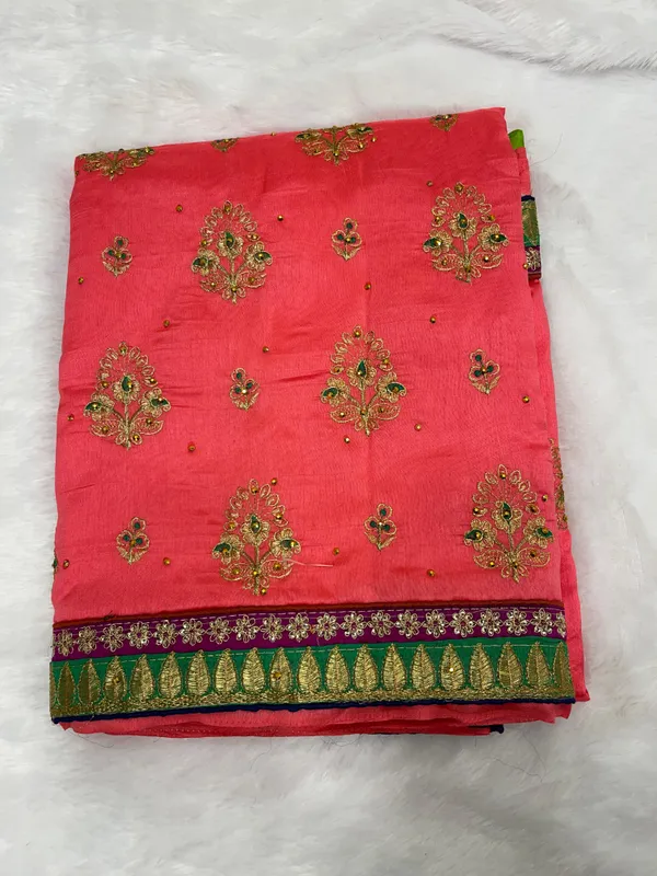 Strawberry_Peach_Cotton_Blend_Zari_Embroidery_Banarasi_Saree_600KS_3