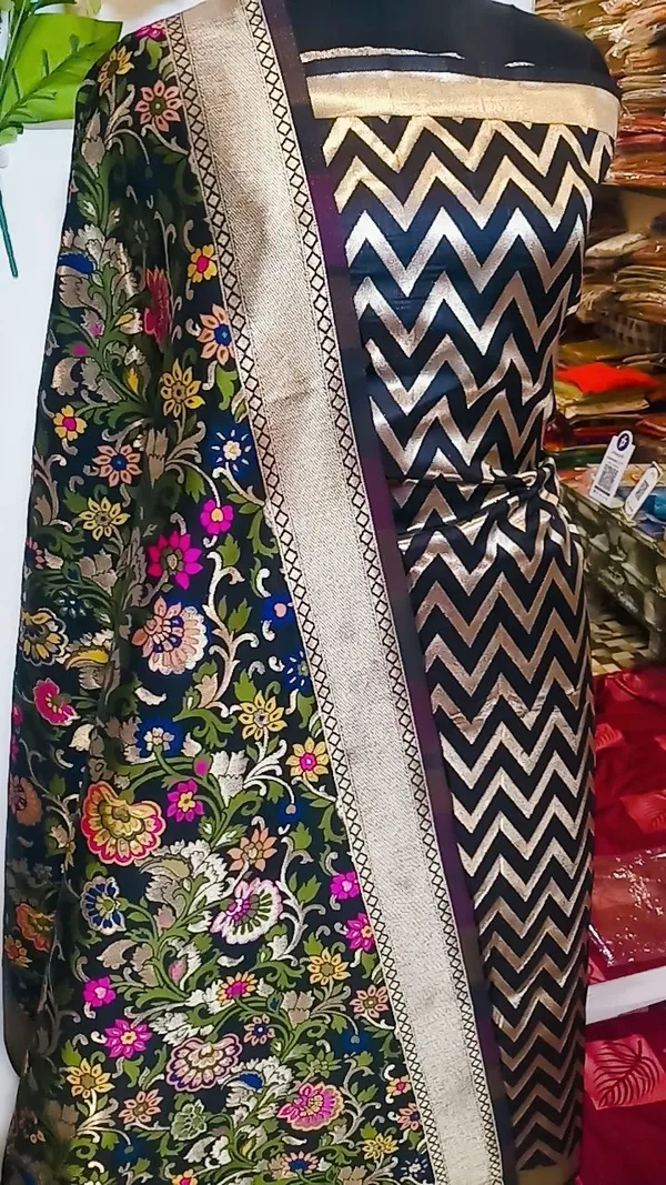 Black_Katan_Silk_Zig-Zag_With_Multicolor_Mina_Jaal_Dupatta_Banarasi_Suit_Set_Skl_Kz5