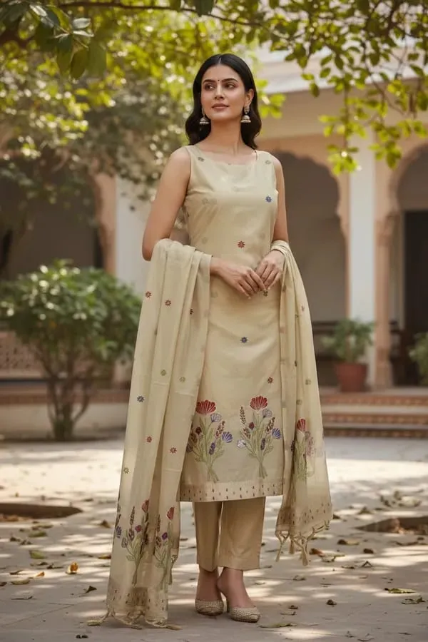Beige_Cotton_Silk_Jamdani_weave_Banarasi_Suit_with_Jamdani_Print_Dupatta_650SKL_JM31